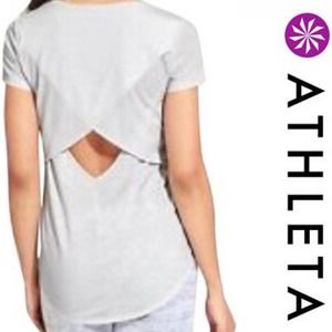 Athleta Essence open back tee light heather grey S athletic